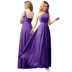 (Cadbury purple, 14) one strap Long Chiffon Lace Evening Formal Party Ball Gown Prom Bridesmaid Dress Size 8-24