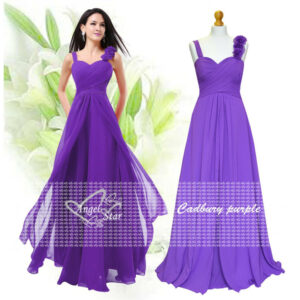 (Cadbury purple, 24) New Formal Chiffon Long Evening Ball Gown Party Prom Wedding Bridesmaid Dress UK