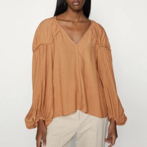 Camel Ramonas V Neck Blouse