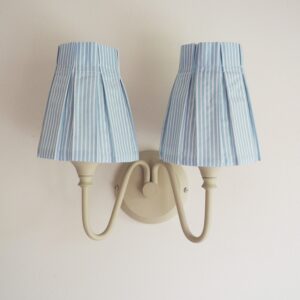 Candle Clip - Handmade Box Pleat Blue & White Candy Stripe Fabric Loose Lampshade Cover Skirt