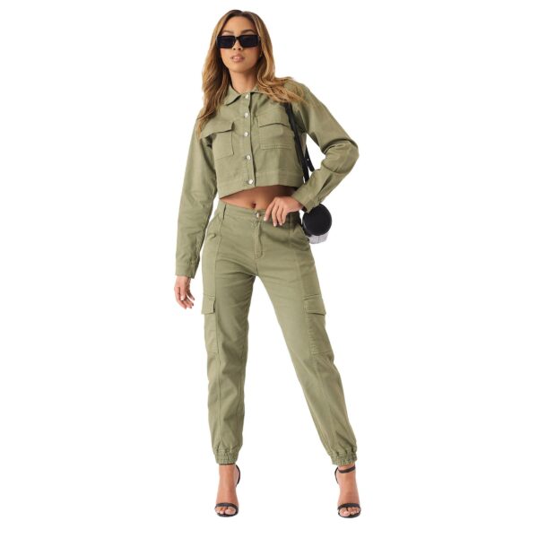 Cargo Jogger Trendy Tapered Stretch Olive Green | Trousers Women Techwear Joggers Gift For