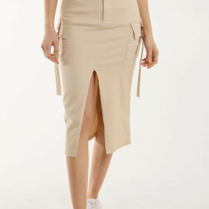 Cargo Midi Skirt With Pockets Ladies Casual Women