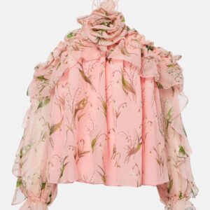 Carolina Herrera Floral halterneck silk blouse