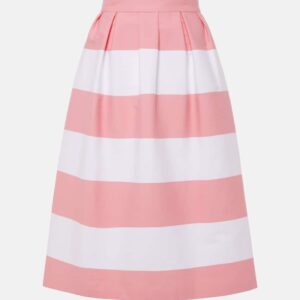 Carolina Herrera Striped pleated cotton-blend midi skirt