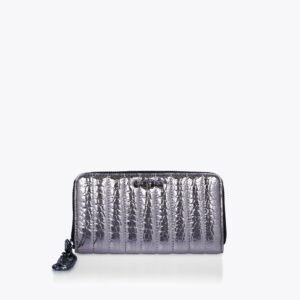 Carvela Women's Wallet Gunmetal Croc Embossed Rebel Purse