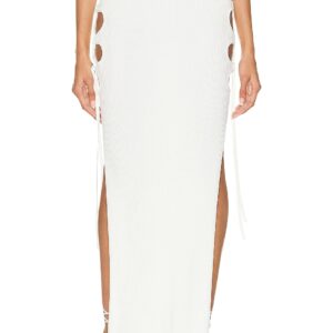 Casablanca Ribbed Cut Out Maxi Skirt in White - White. Size S (also in M).