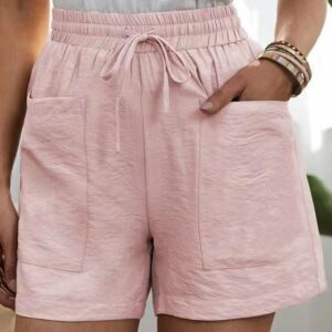 Casual Plain Summer Linen blend No Elasticity Daily Shorts H-Line Regular Pants for Women