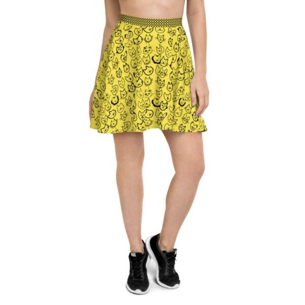 Cat Skater Tennis Skirt, Claire Yellow A-Line Fit & Flare Art Print Cool Gifts Person Gift