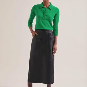 Cefinn Arlo Leather Maxi Pencil Skirt - Black