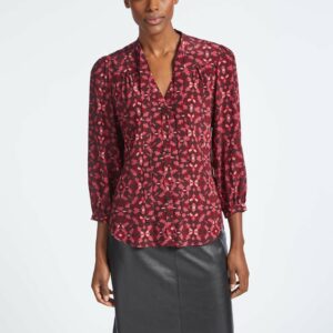 Cefinn Beckett Silk Blouse - Rose Shibori Print