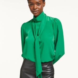 Cefinn Bianca Blouse with Scarf - Emerald Green