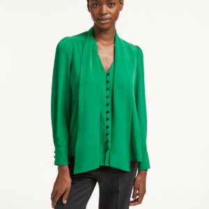 Cefinn Carla Blouse with Scarf - Emerald Green