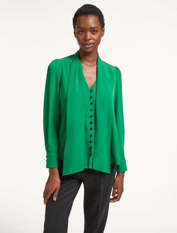 Cefinn Carla Blouse with Scarf - Emerald Green