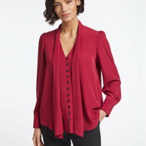 Cefinn Carla Blouse with Scarf - Red