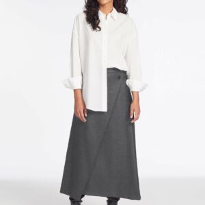 Cefinn Layla Wool Maxi Wrap Skirt - Mid Grey