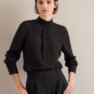 Cefinn Riley Funnel Neck Blouse - Black