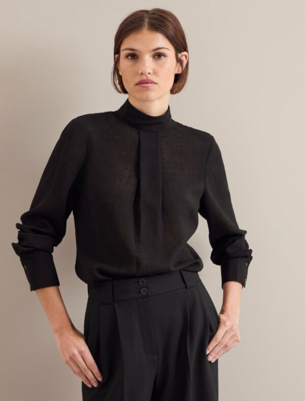 Cefinn Riley Funnel Neck Blouse - Black