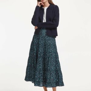 Cefinn Sawyer Cotton Maxi Skirt - Blue Trailing Floral Print