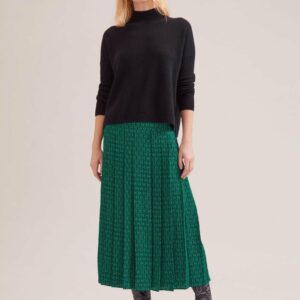 Cefinn Sienna Maxi Skirt - Green Black Trellis Print