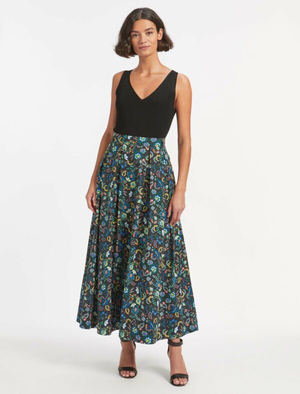 Cefinn Thandie Organic Cotton Maxi Skirt - Multi Coloured Large Floral Print