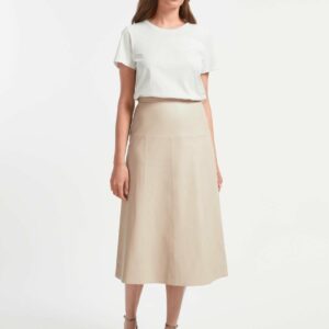 Cefinn Tiana Leather Midi Skirt - Cream