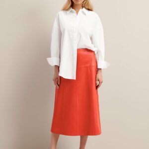 Cefinn Tiana Leather Midi Skirt - Orange