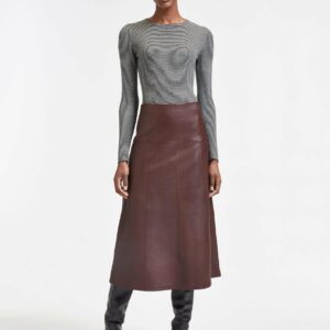 Cefinn Tiana Leather Midi Skirt - Oxblood