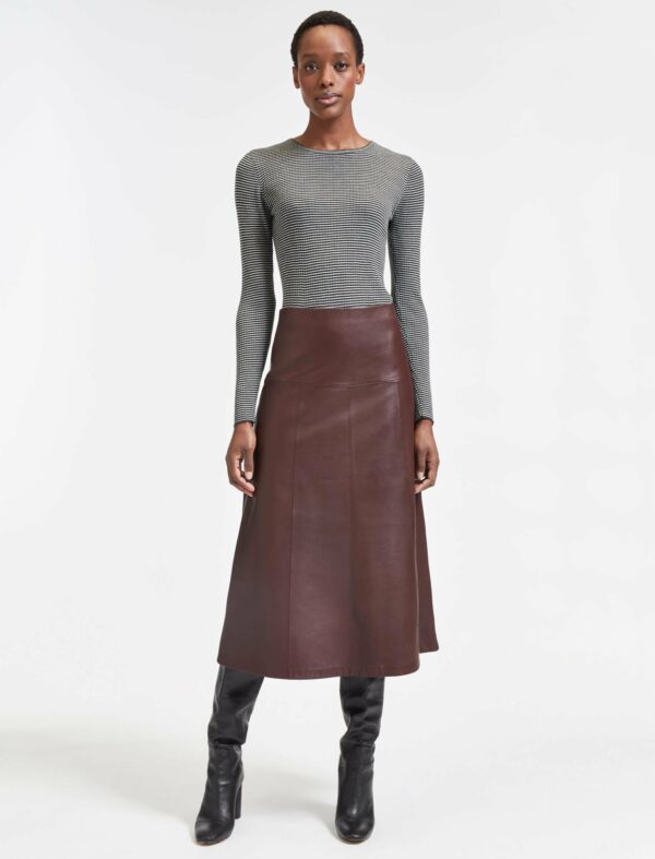 Cefinn Tiana Leather Midi Skirt - Oxblood