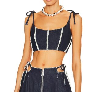 Ceren Ocak Crop Corset Top in Blue. Size S.