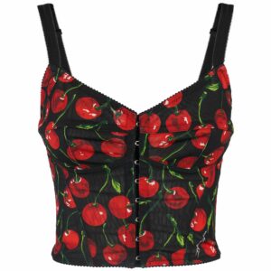 Cherry Tmarquisette Corset Crop Top