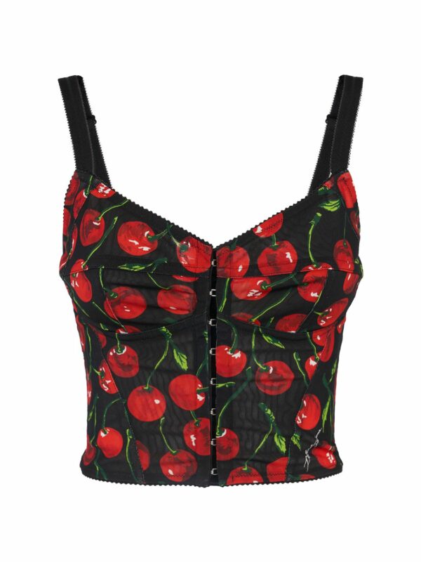 Cherry Tmarquisette Corset Crop Top