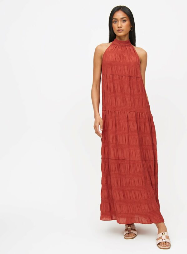 Chestnut Halter Tiered Maxi dress 24S