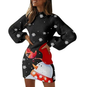 (Christmas9, S) Womens Christmas Bodycon Ladies Xmas Party Santa Long Sleeve Mini Jumper Dress