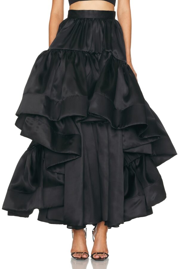 Christopher John Rogers Ruffle Maxi Skirt in Black - Black. Size 4 (also in ).