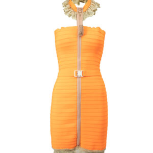 Christopher Kane Orange Spring 2007 Lace Accent Bandage Dress