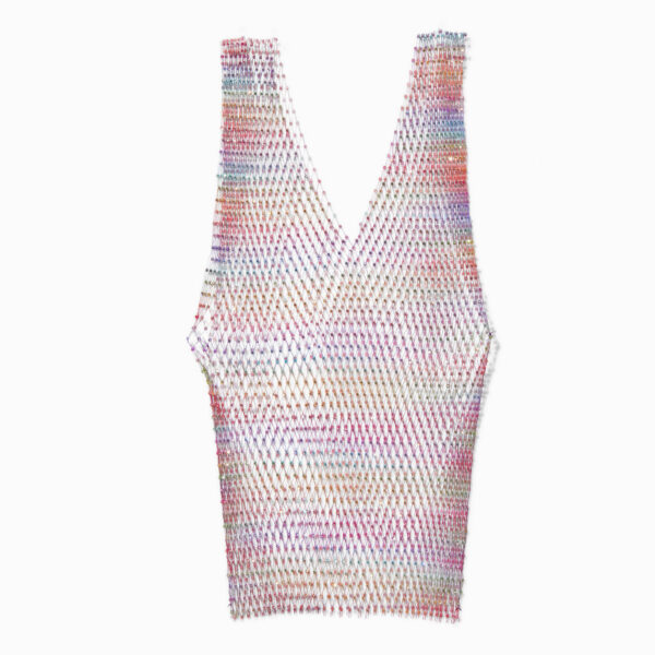 Claire's Crystal Studded Rainbow Fishnet Tank Top