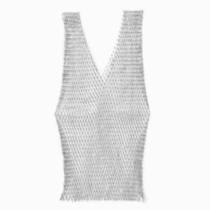 Claire's Crystal Studded Silver Fishnet Tank Top