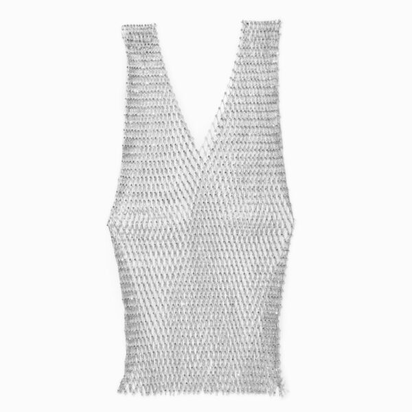 Claire's Crystal Studded Silver Fishnet Tank Top