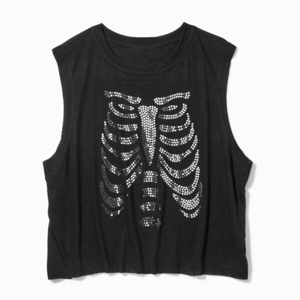 Claire's Halloween Black Studded Skeleton Tank Top