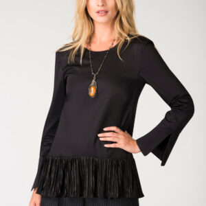 Closet Black Pleated Peplum V-Back Top