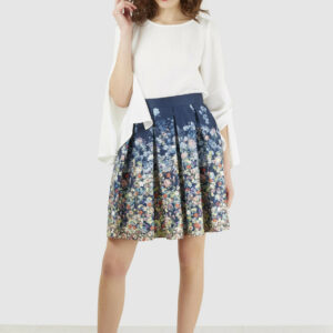 Closet Border Hem Pleated Skirt