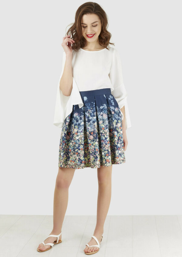 Closet Border Hem Pleated Skirt