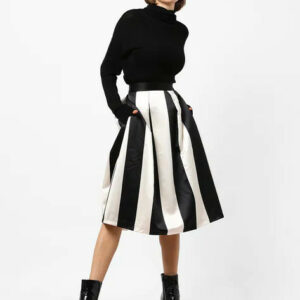 Closet Curves Black & White Pleated Skirt