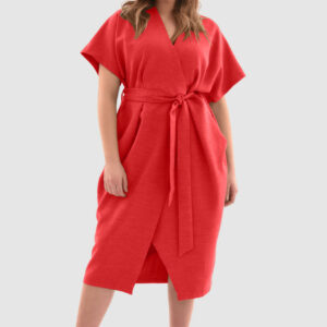 Closet Curves Red Kimono Wrap Dress