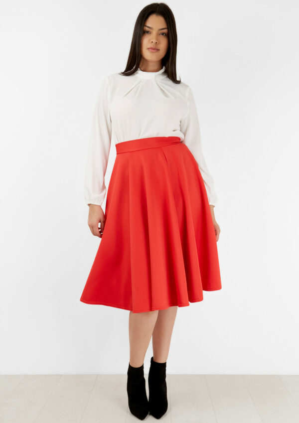 Closet Curves Red Panel Midi Skirt