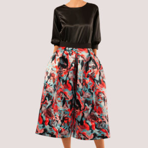 Closet GOLD Graphic Print Pleated Midi Skirt