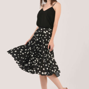 Closet London Black Polka Dot Pleated Skirt