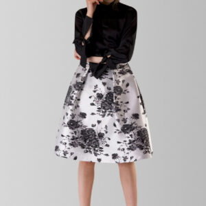 Closet London Black and White Floral Pleated Midi Skirt