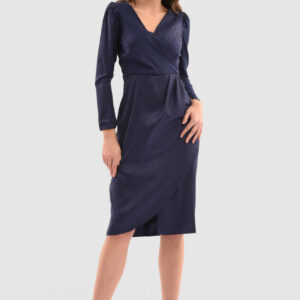 Closet London Blue Wrap Drape Skirt Dress