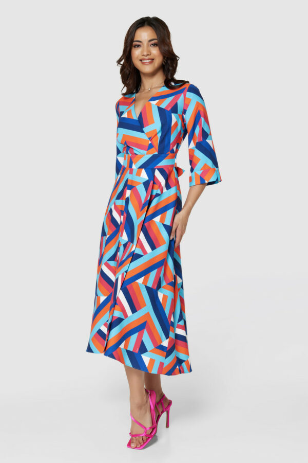 Closet London Blue Wrap High-Low Dress